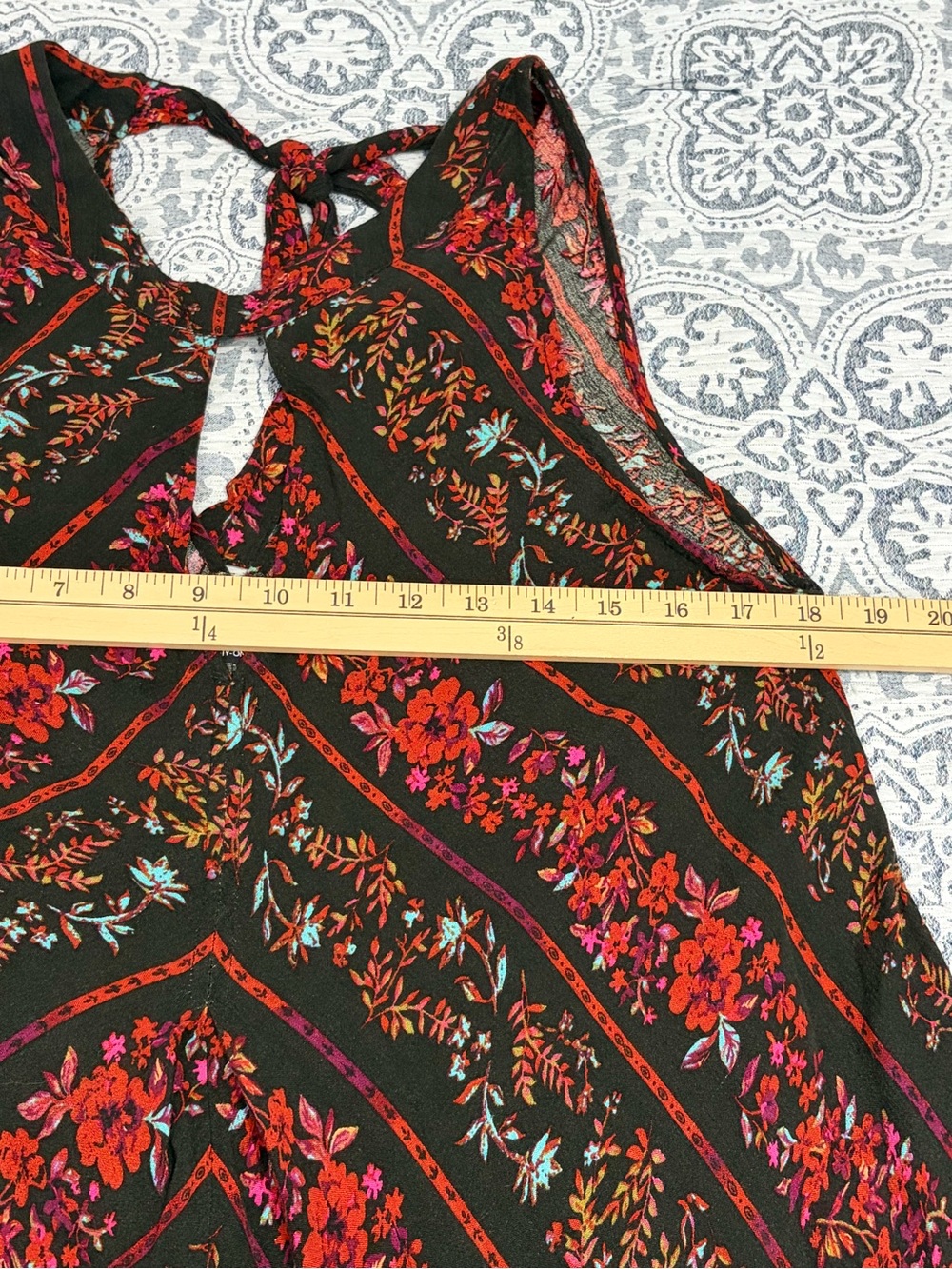 Volcom Black Midi Dress with Red Floral Stripes - Picture 6 of 11